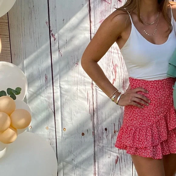 Red Floral wrap skirt from Amazon - Picture 2 of 2